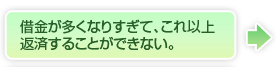 借金が多くなりすぎて、これ以上返済することができない。