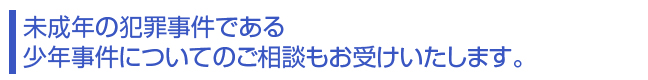 未成年の犯罪事件である少年事件についてのご相談もお受けいたします。